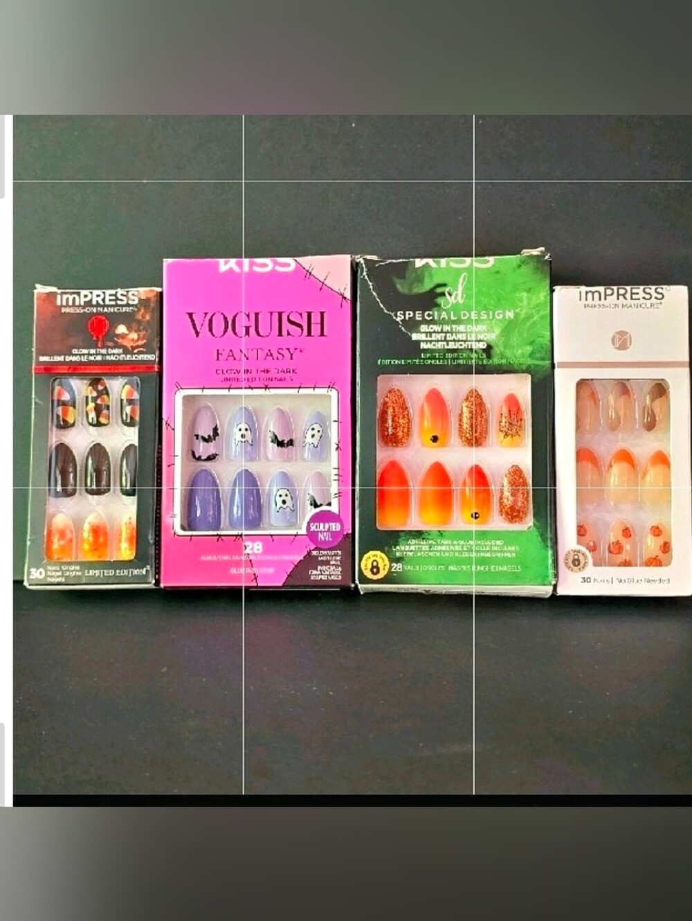 kiss , Impress discontinued 4 packs of Halloween press on nails designs